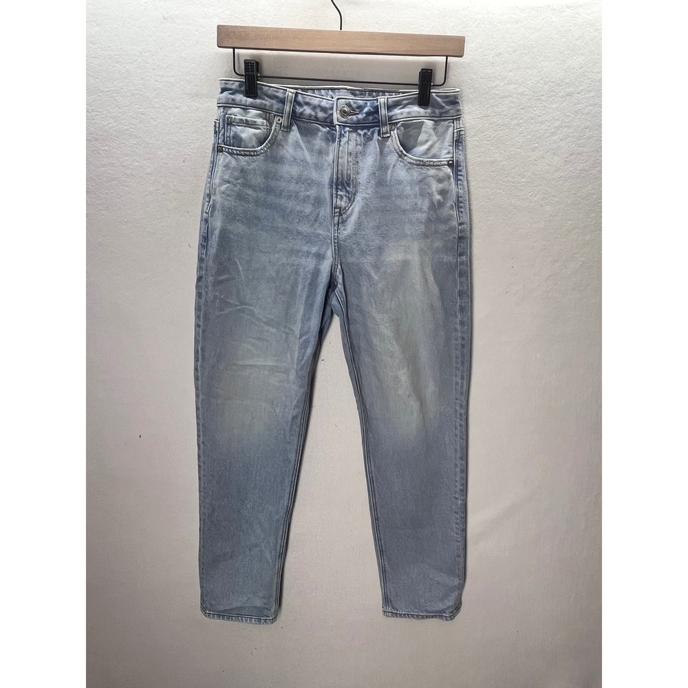 American‎ Eagle Mom Jeans Women 4 Short Light Blue Strigid High Rise 3441